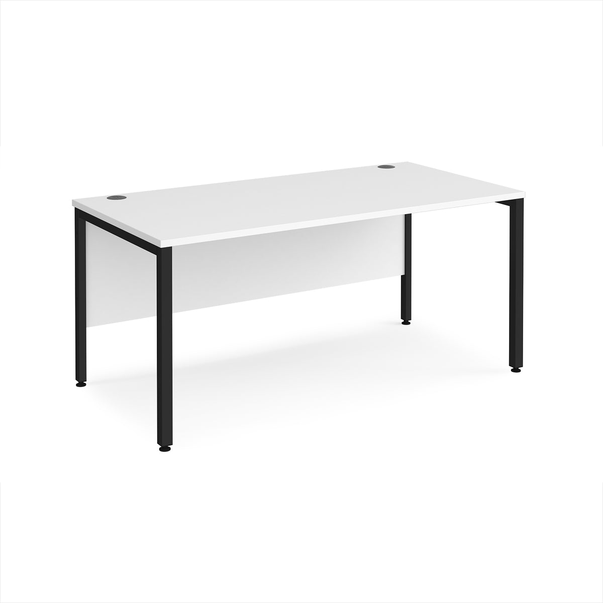 Maestro 25 straight desk 1600mm x 800mm - black bench leg frame, White Top - view 1