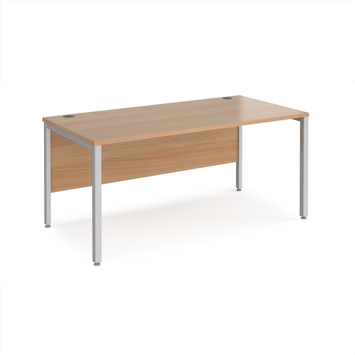 Maestro 25 straight desk 1600mm x 800mm - silver bench leg frame, Beech top - view 1
