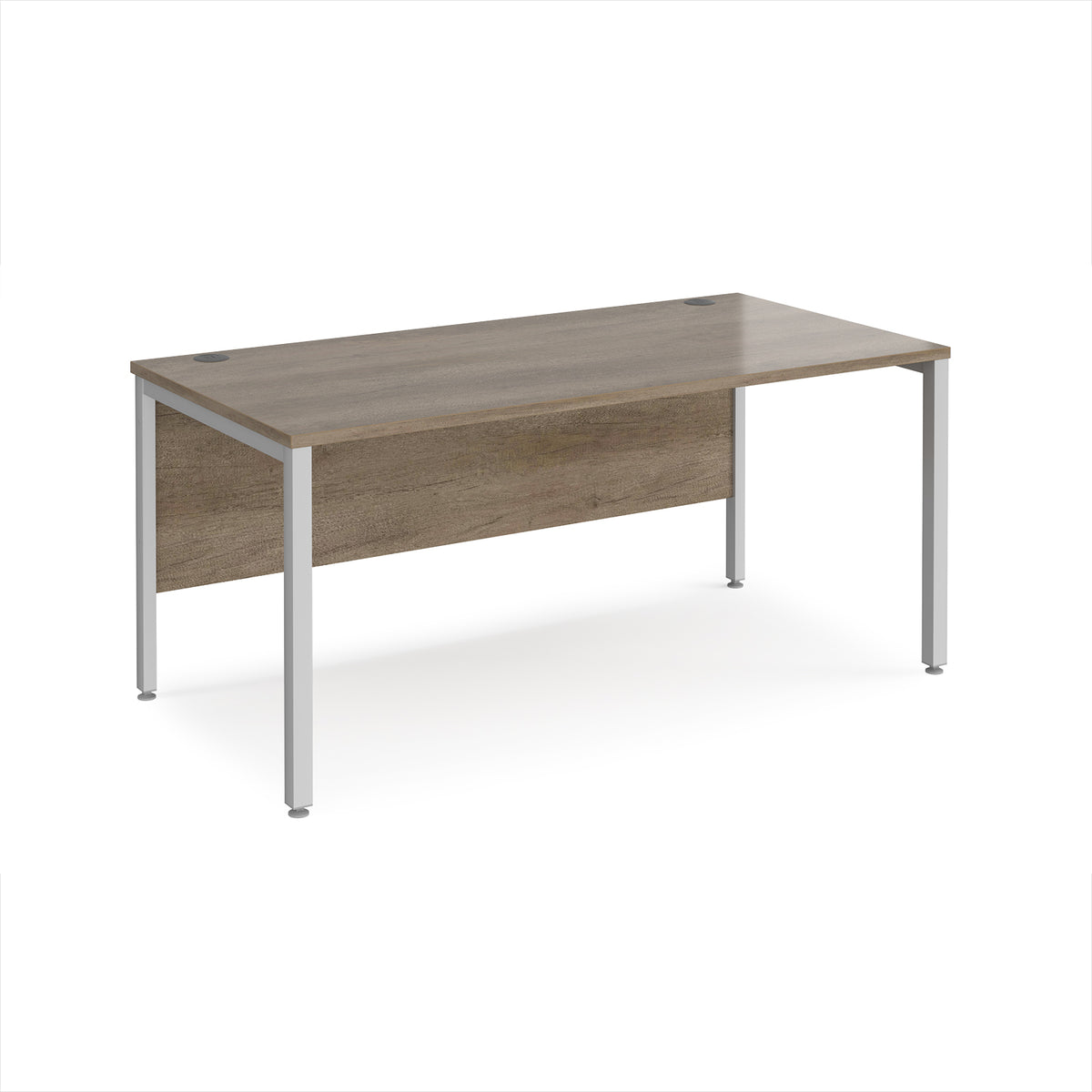 Maestro 25 straight desk 1600mm x 800mm - silver bench leg frame, Nebraska Oak Top - view 1