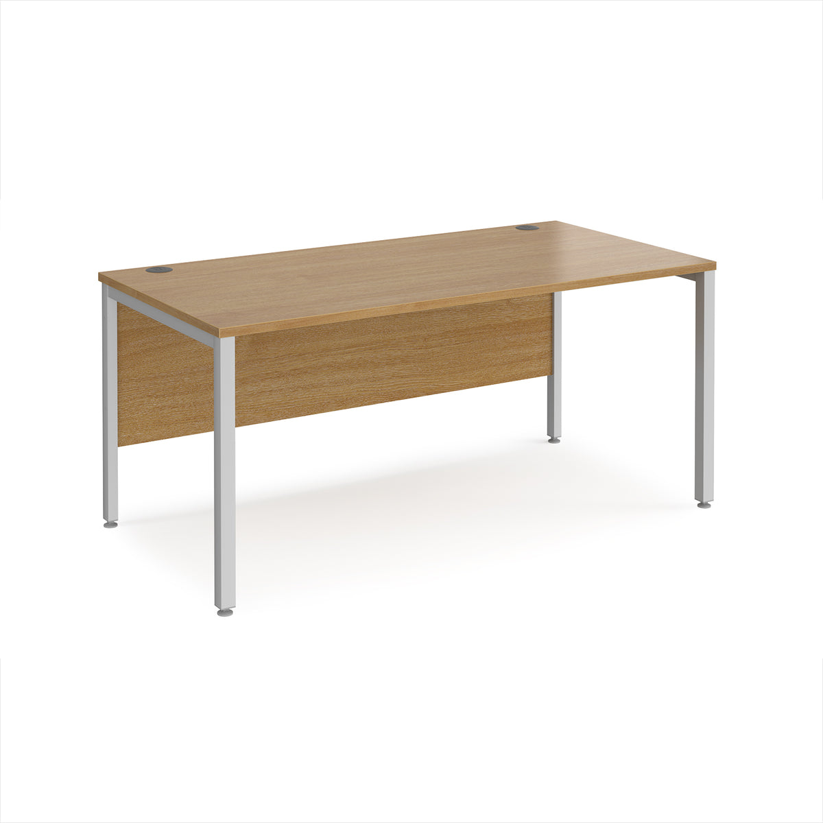 Maestro 25 straight desk 1600mm x 800mm - silver bench leg frame, Oak Top - view 1