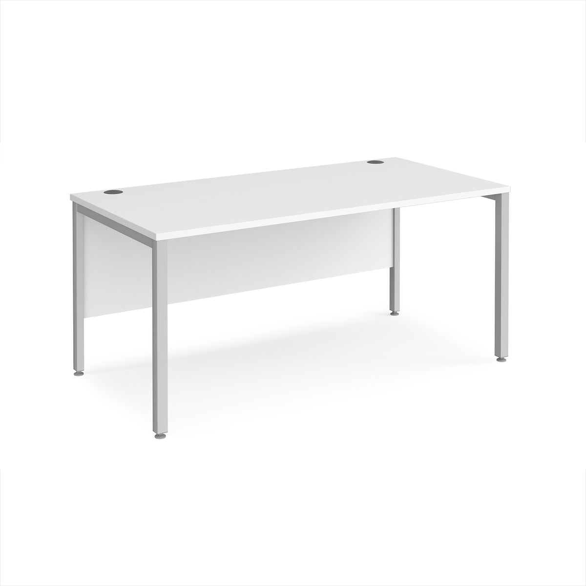 Maestro 25 straight desk 1600mm x 800mm - silver bench leg frame, White Top - view 1
