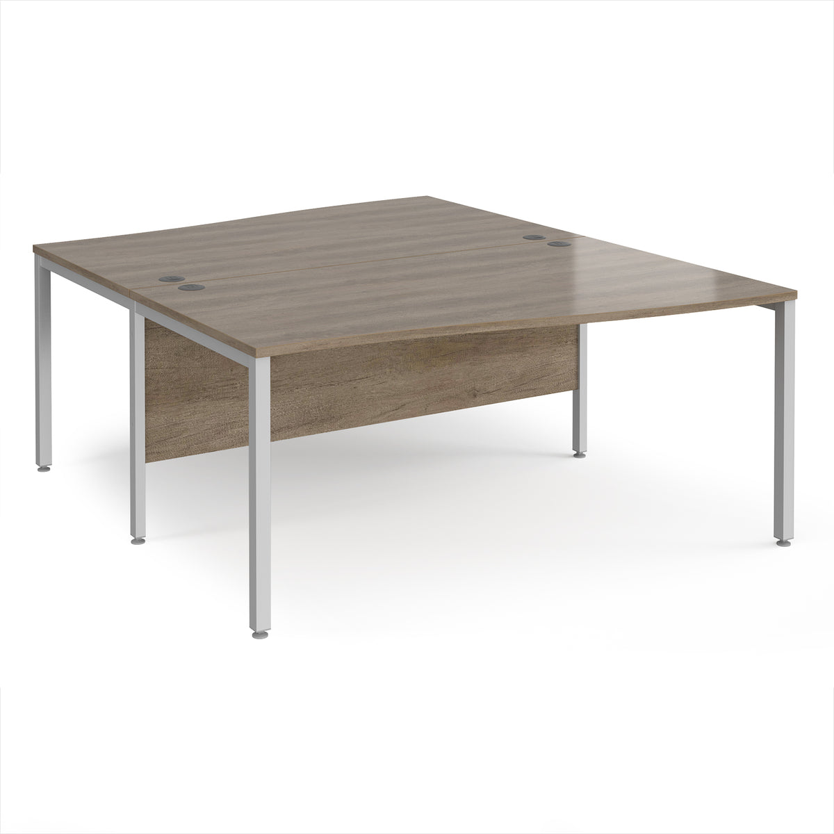 Maestro 25 back to back wave desks 1600mm deep - silver bench leg frame, Nebraska Oak Top - view 1