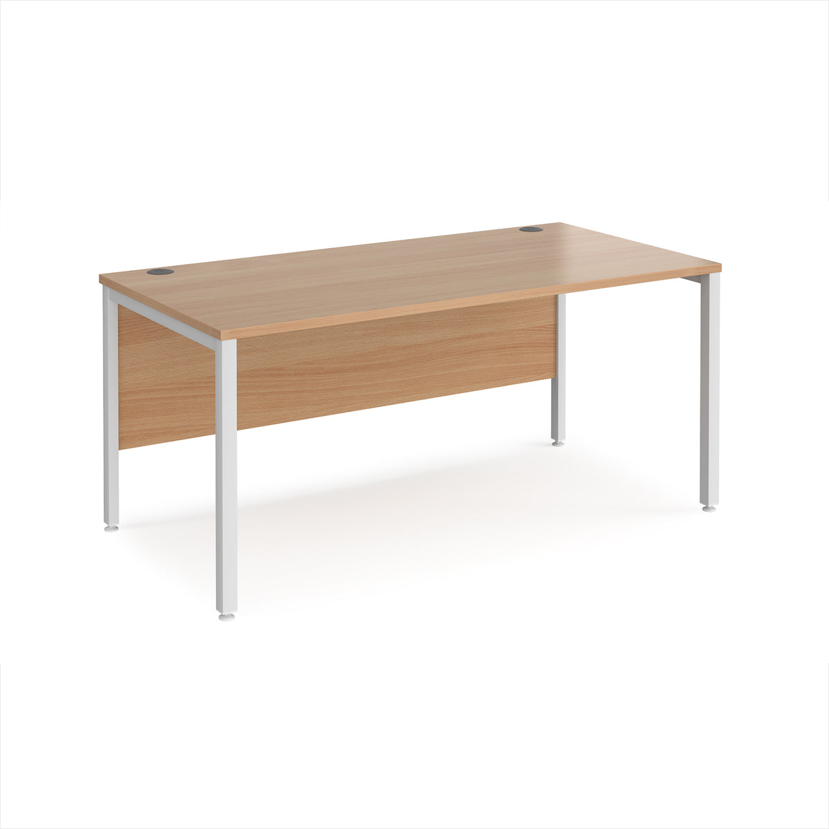 Maestro 25 straight desk 1600mm x 800mm - white bench leg frame, Beech top - view 1