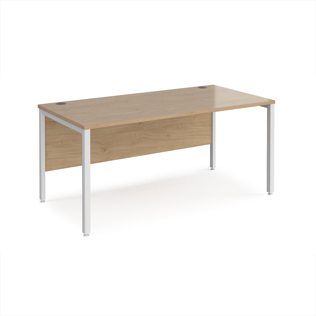 Maestro 25 straight desk 1600mm x 800mm - white bench leg frame, Kendal Oak Top - view 1