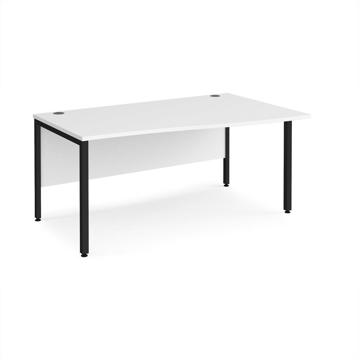 Maestro 25 right hand wave desk 1600mm wide - black bench leg frame, White Top - view 1