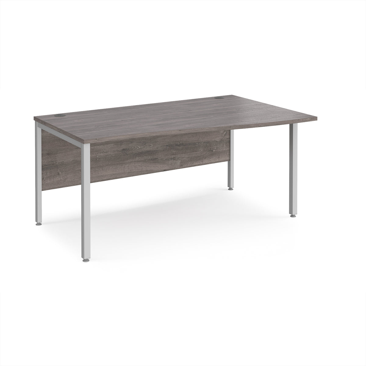 Maestro 25 right hand wave desk 1600mm wide - silver bench leg frame, Grey Oak Top - view 1