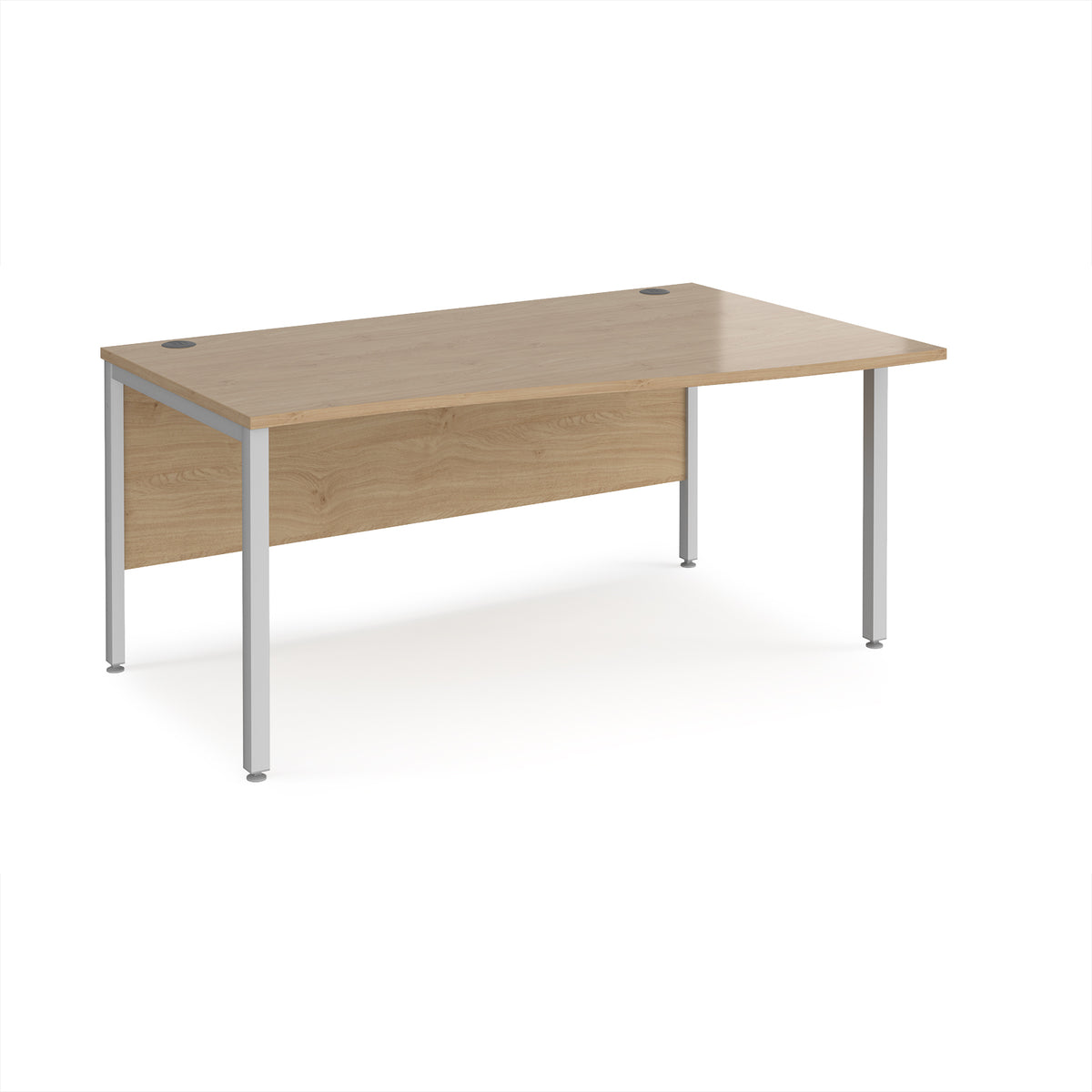 Maestro 25 right hand wave desk 1600mm wide - silver bench leg frame, Kendal Oak Top - view 1