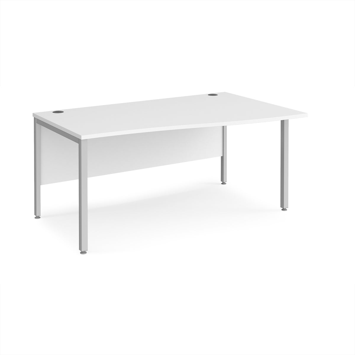 Maestro 25 right hand wave desk 1600mm wide - silver bench leg frame, White Top - view 1