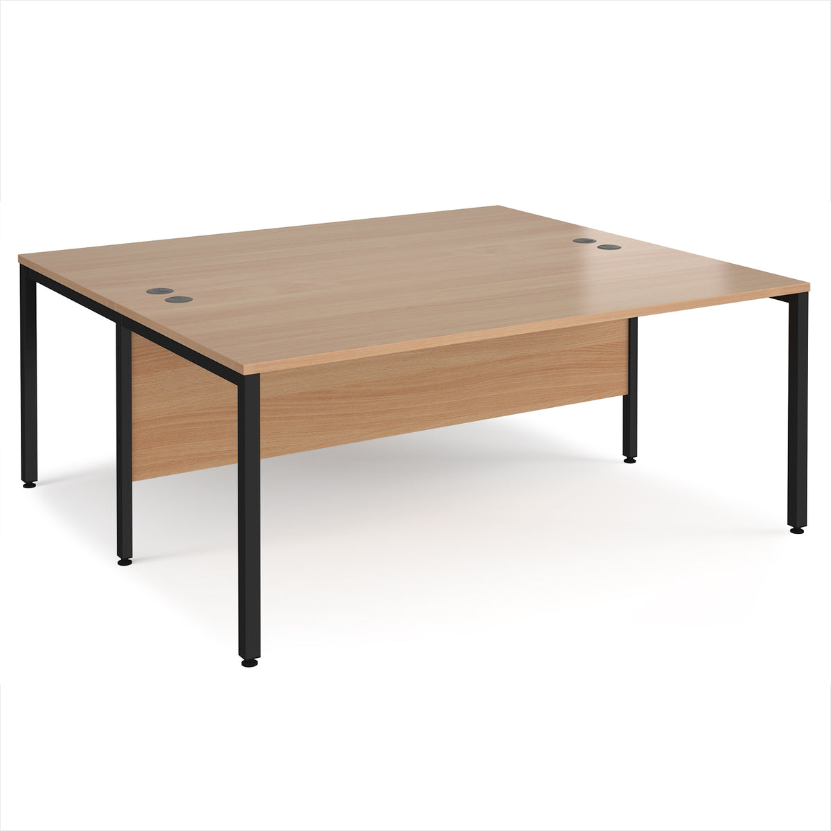 Maestro 25 back to back straight desks 1800mm x 1600mm - black bench leg frame, Beech top - view 1