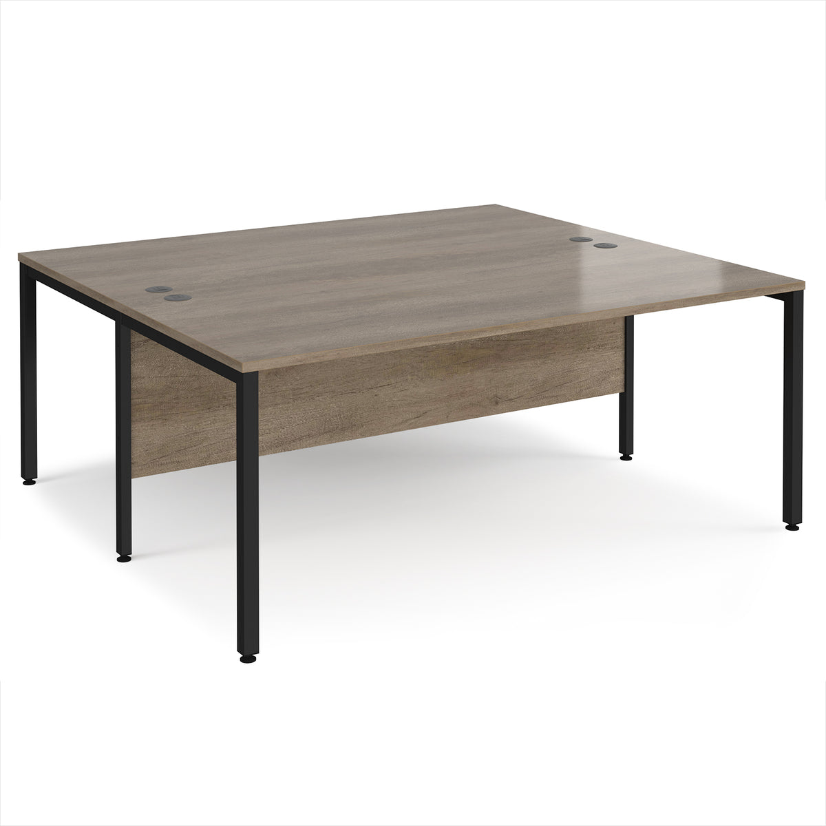 Maestro 25 back to back straight desks 1800mm x 1600mm - black bench leg frame, Nebraska Oak Top - view 1