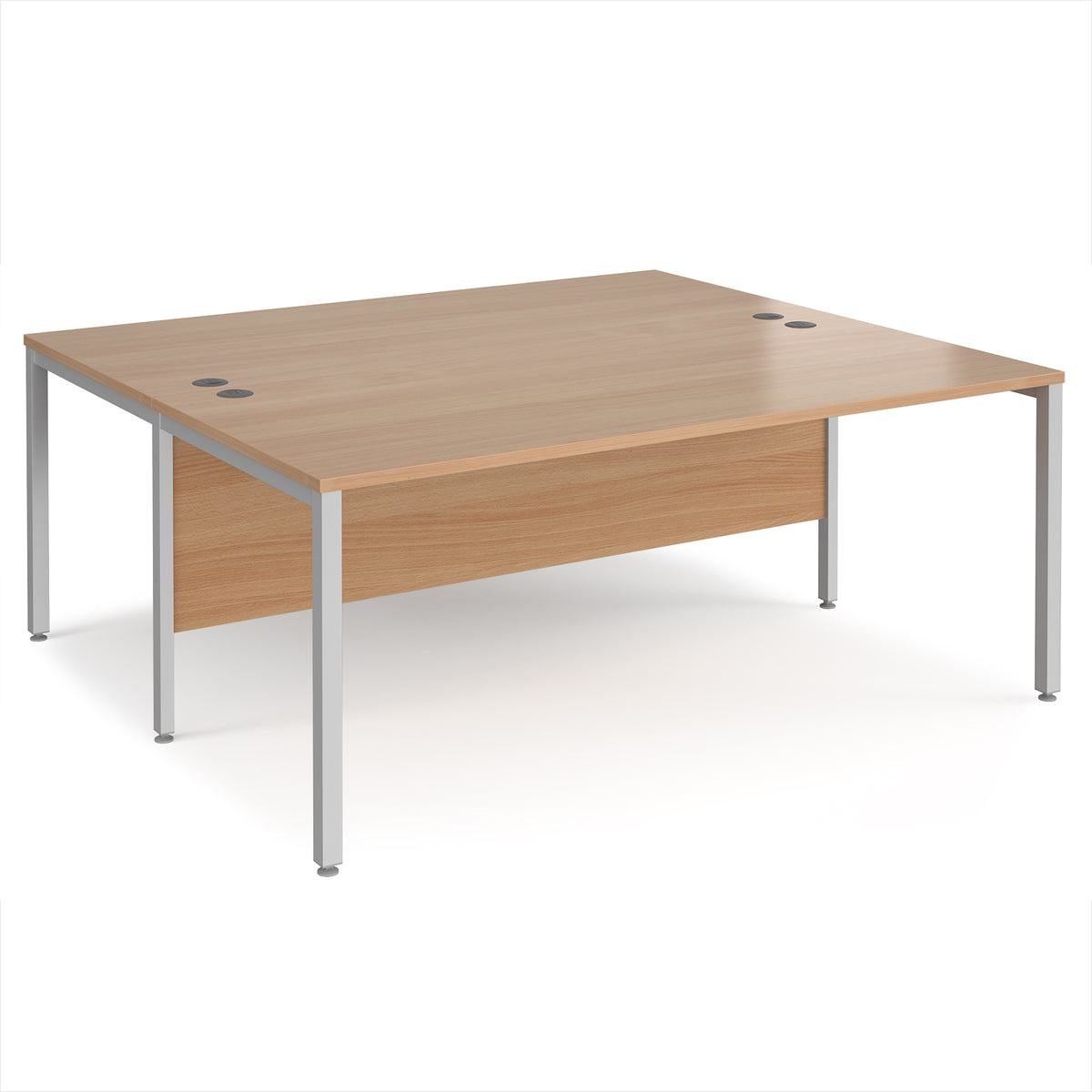Maestro 25 back to back straight desks 1800mm x 1600mm - silver bench leg frame, Beech top - view 1