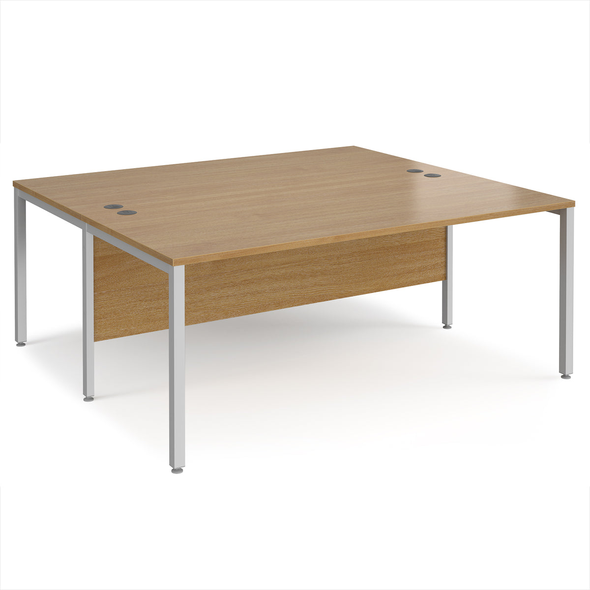 Maestro 25 back to back straight desks 1800mm x 1600mm - silver bench leg frame, Oak Top - view 1