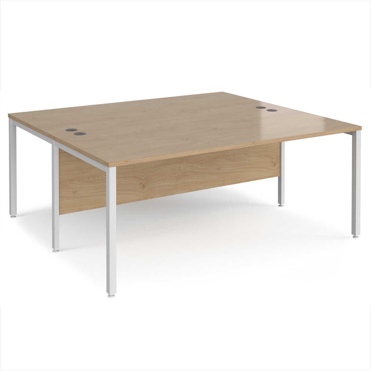Maestro 25 back to back straight desks 1800mm x 1600mm - white bench leg frame, Kendal Oak Top - view 1