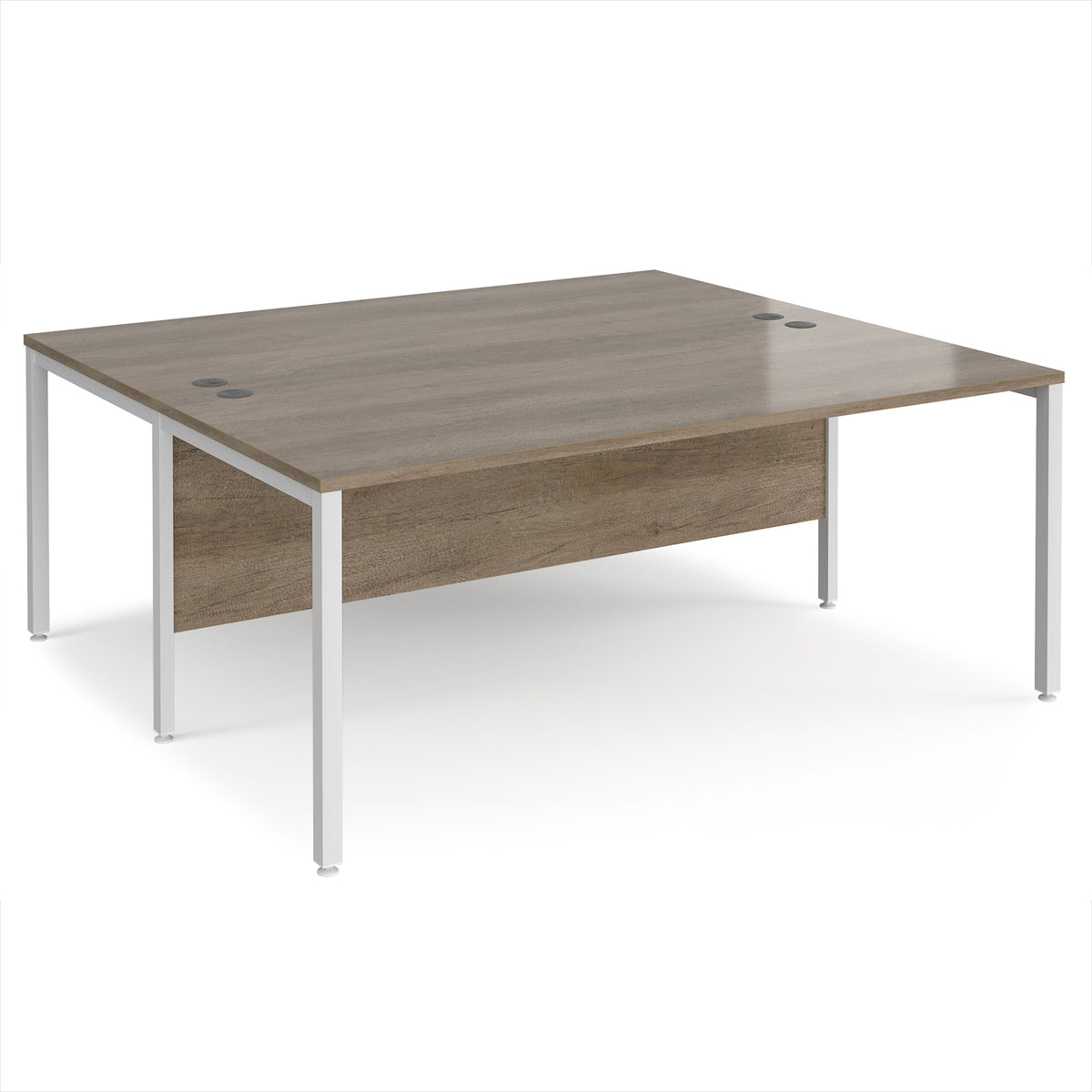 Maestro 25 back to back straight desks 1800mm x 1600mm - white bench leg frame, Nebraska Oak Top - view 1