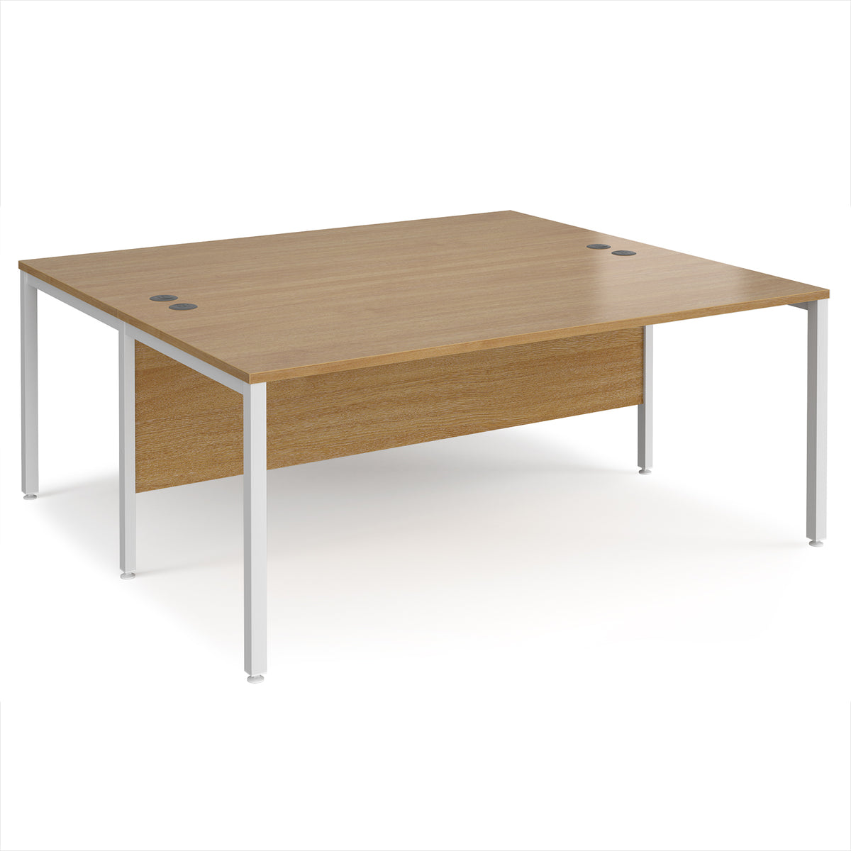 Maestro 25 back to back straight desks 1800mm x 1600mm - white bench leg frame, Oak Top - view 1