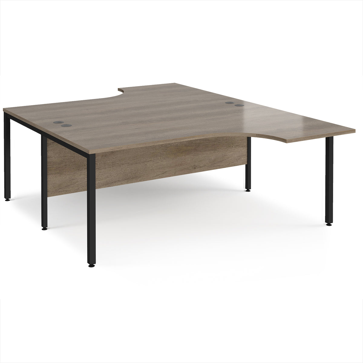 Maestro 25 back to back ergonomic desks 1800mm deep - black bench leg frame, Nebraska Oak Top - view 1