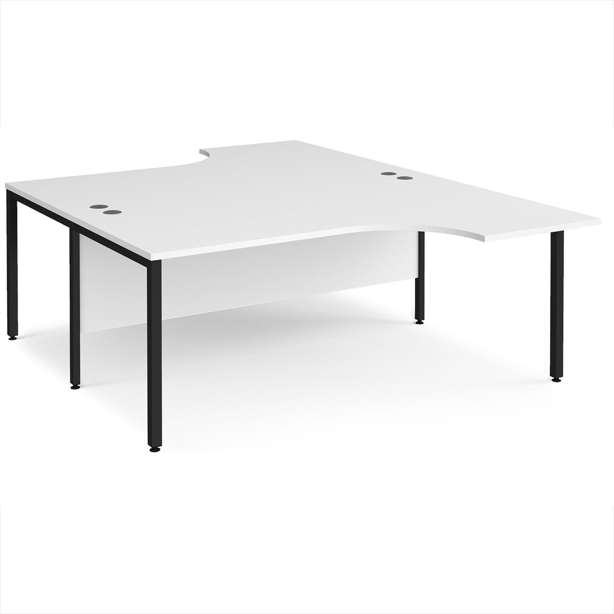 Maestro 25 back to back ergonomic desks 1800mm deep - black bench leg frame, White Top - view 1