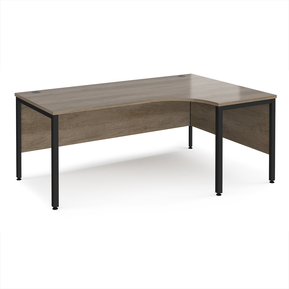 Maestro 25 right hand ergonomic desk 1800mm wide - black bench leg frame, Nebraska Oak Top - view 1