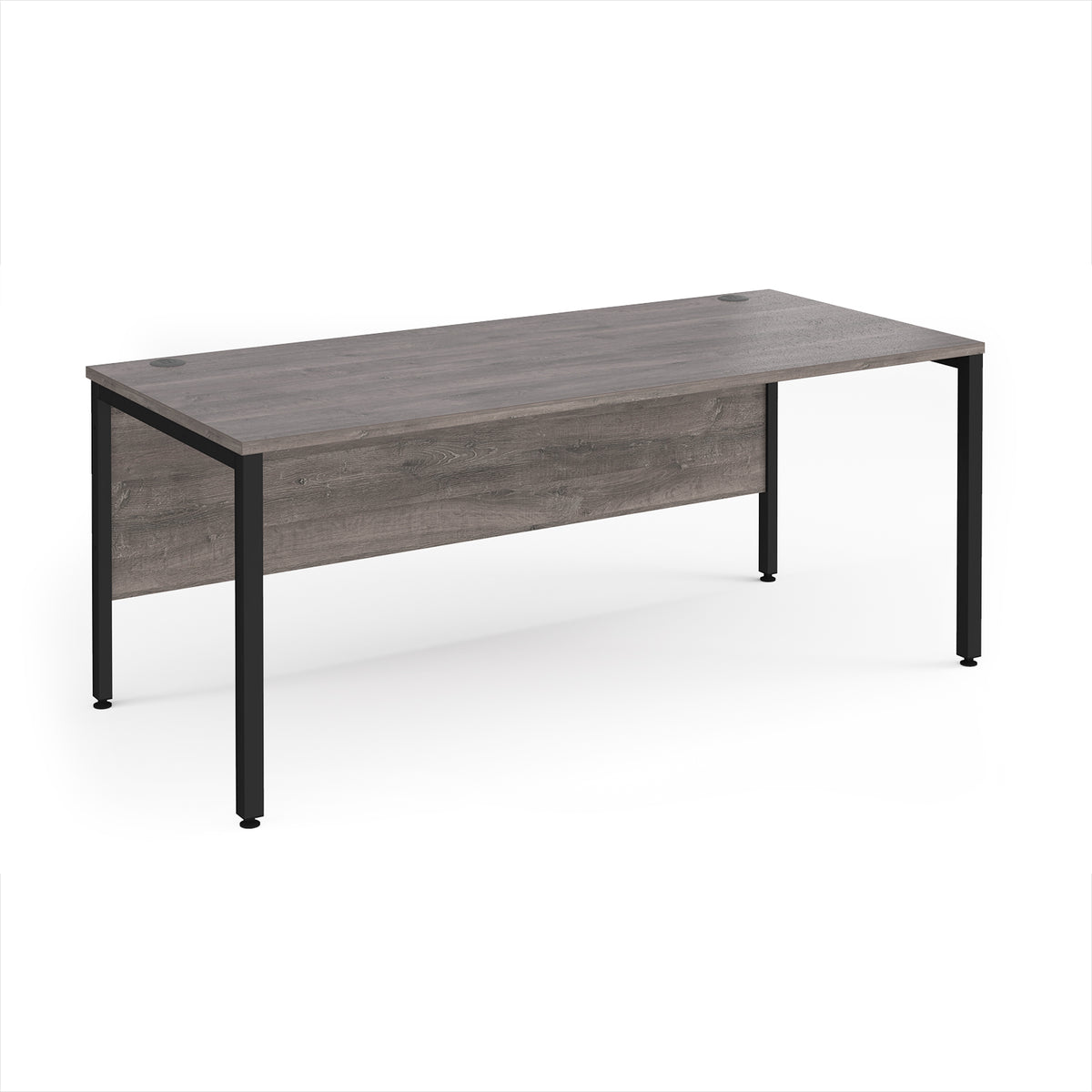 Maestro 25 straight desk 1800mm x 800mm - black bench leg frame, Grey Oak Top - view 1