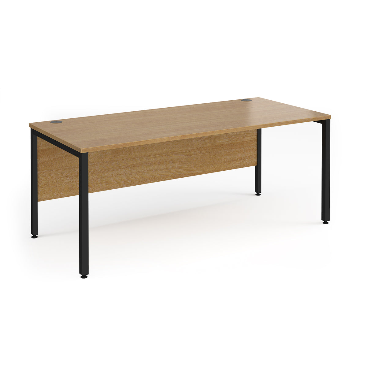 Maestro 25 straight desk 1800mm x 800mm - black bench leg frame, Oak Top - view 1