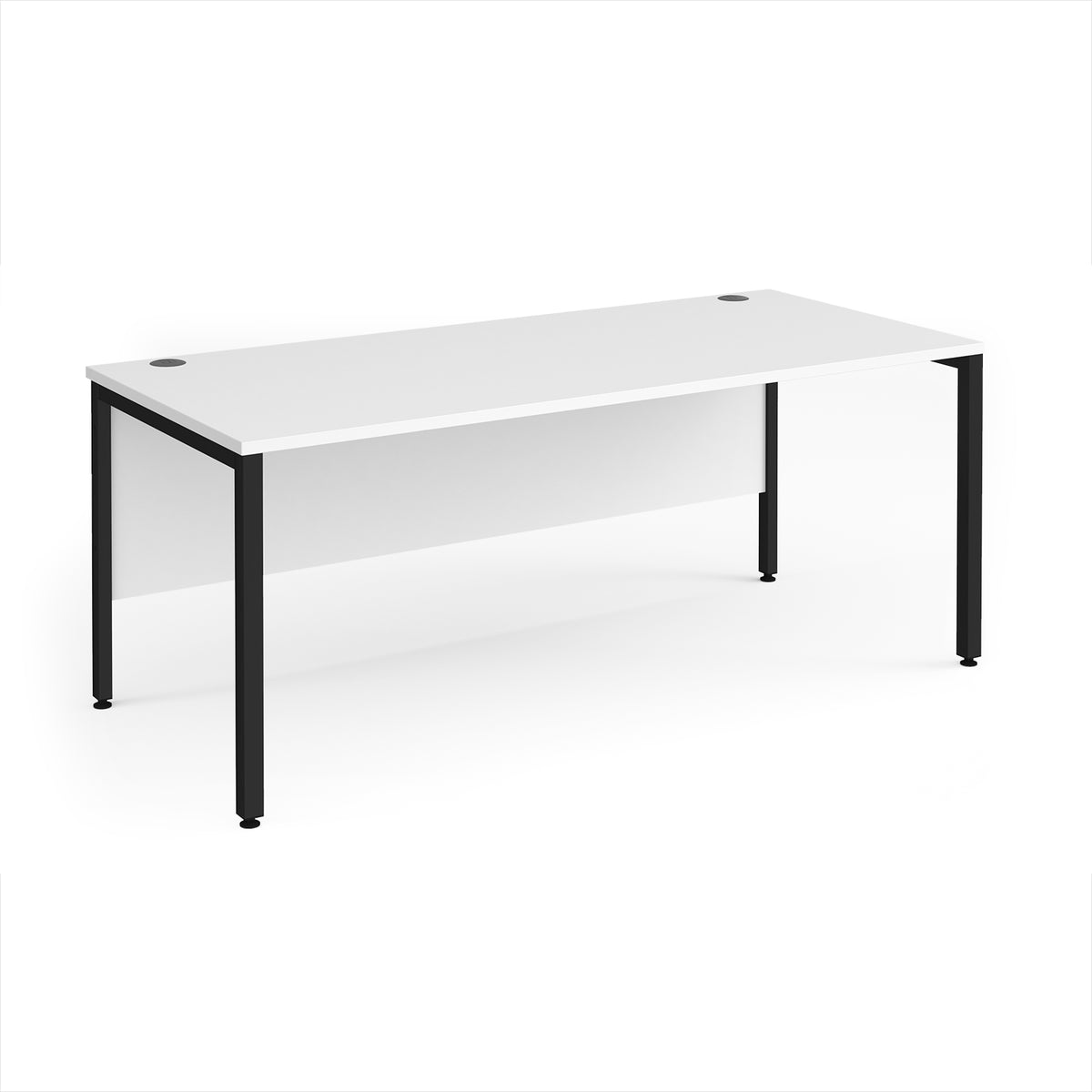 Maestro 25 straight desk 1800mm x 800mm - black bench leg frame, White Top - view 1