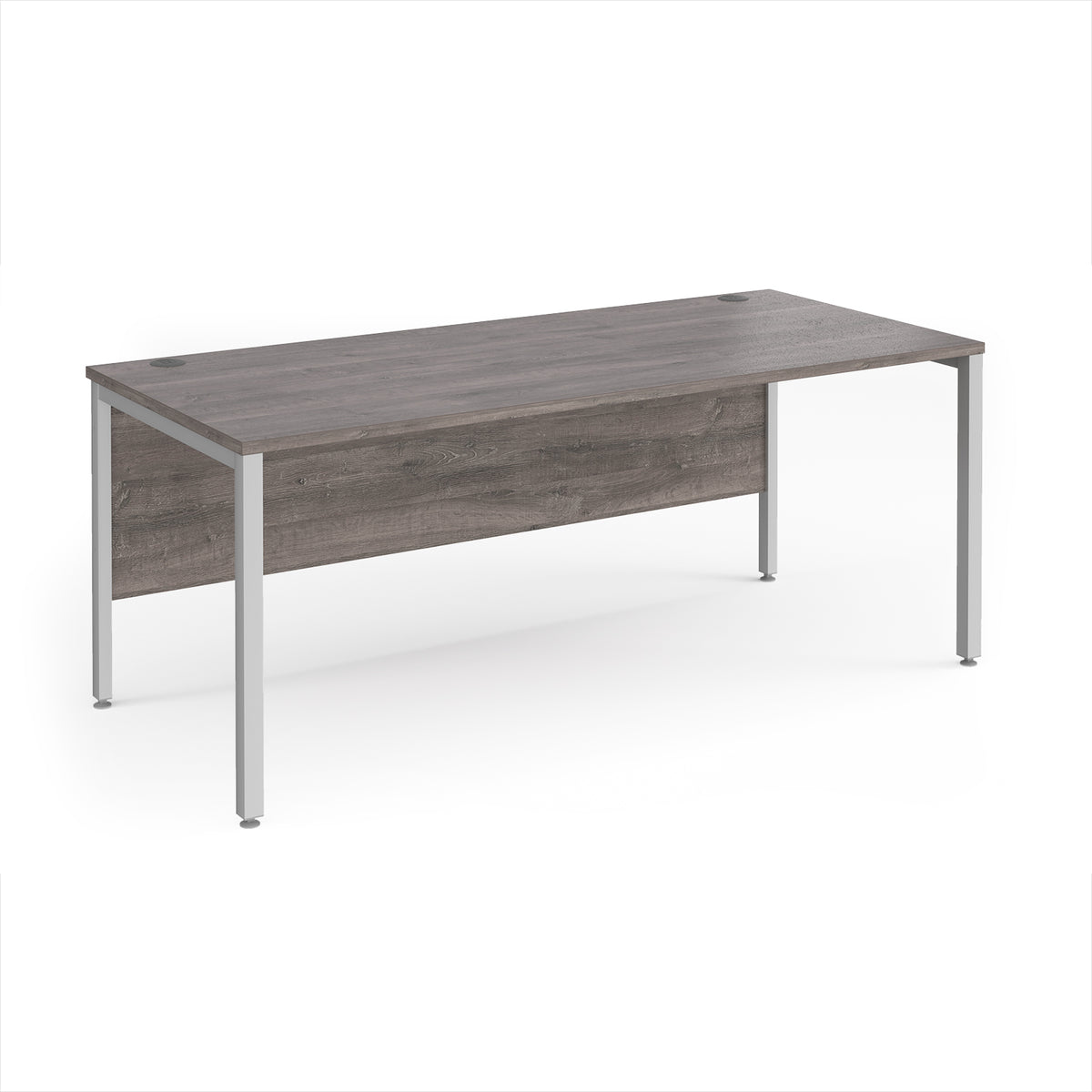 Maestro 25 straight desk 1800mm x 800mm - silver bench leg frame, Grey Oak Top - view 1