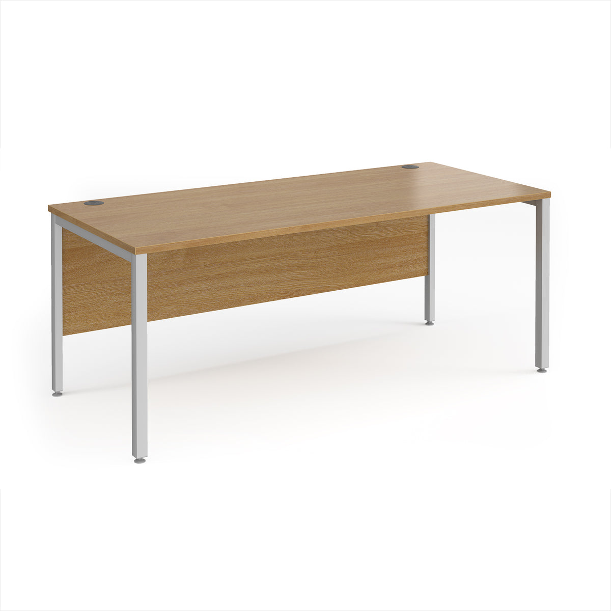 Maestro 25 straight desk 1800mm x 800mm - silver bench leg frame, Oak Top - view 1