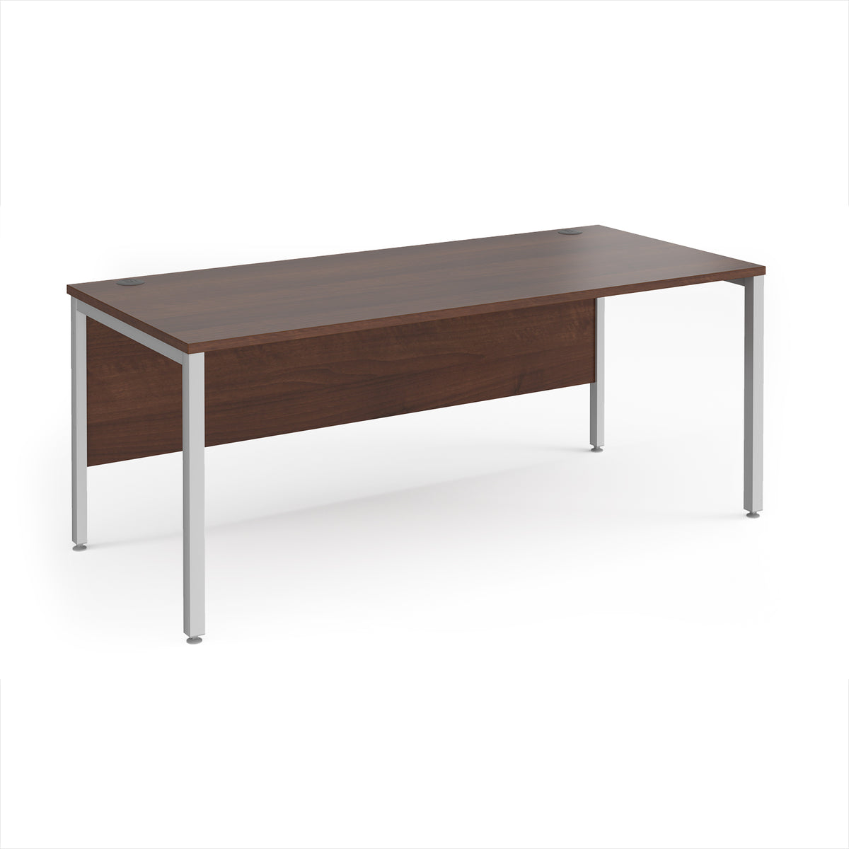 Maestro 25 straight desk 1800mm x 800mm - silver bench leg frame, Walnut top - view 1