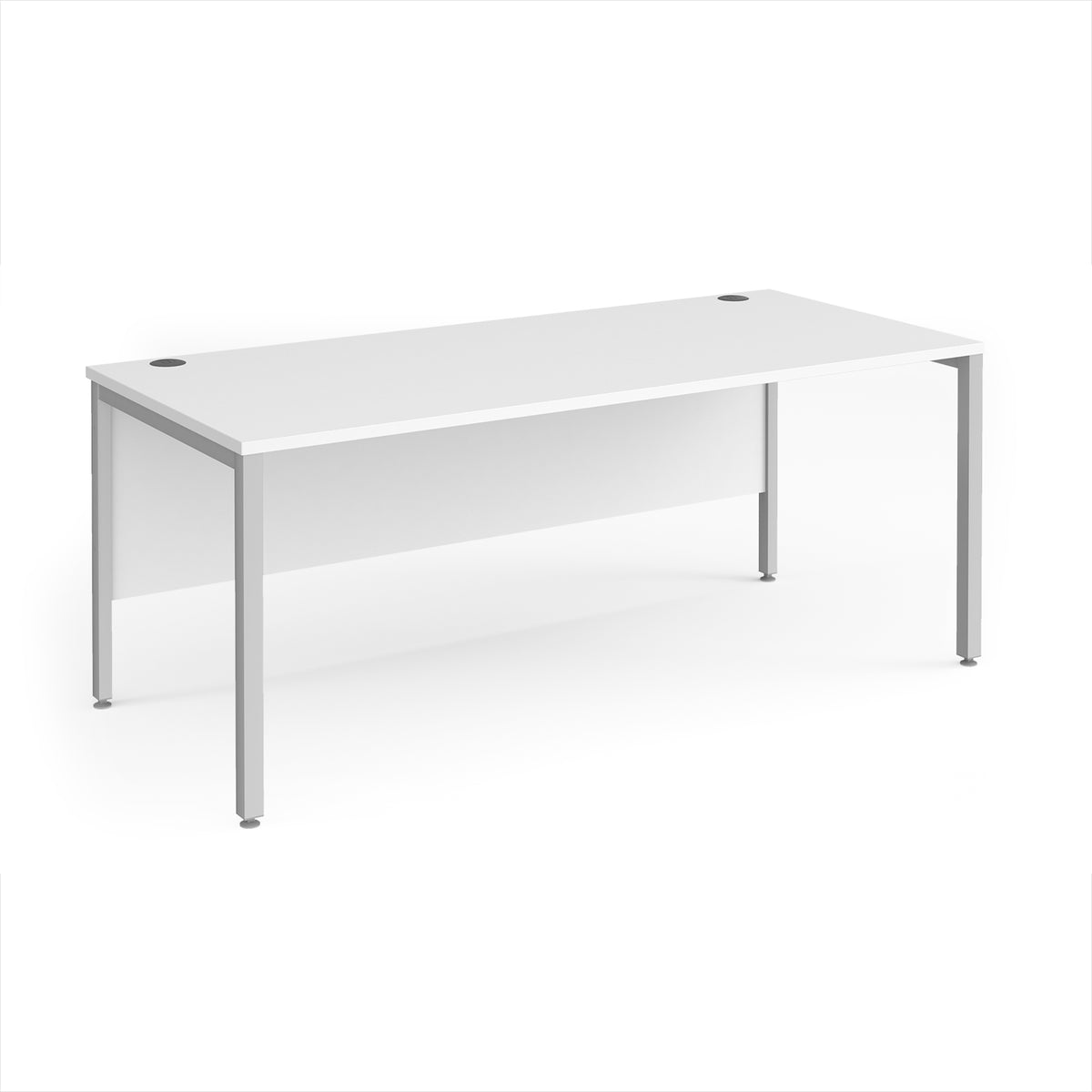 Maestro 25 straight desk 1800mm x 800mm - silver bench leg frame, White Top - view 1