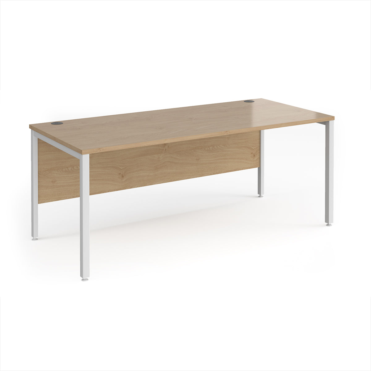 Maestro 25 straight desk 1800mm x 800mm - white bench leg frame, Kendal Oak Top - view 1