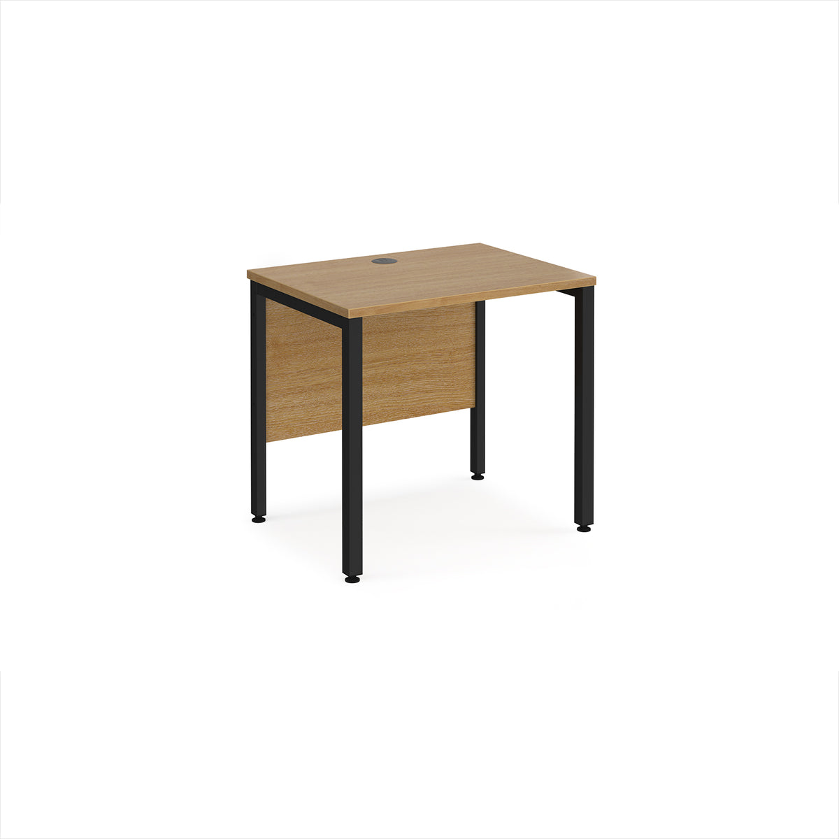 Maestro 25 straight desk 800mm x 600mm - black bench leg frame, Oak Top - view 1