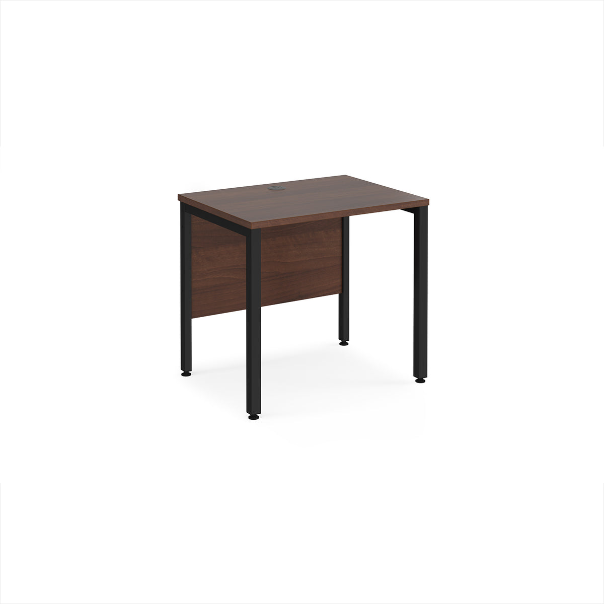 Maestro 25 straight desk 800mm x 600mm - black bench leg frame, Walnut top - view 1