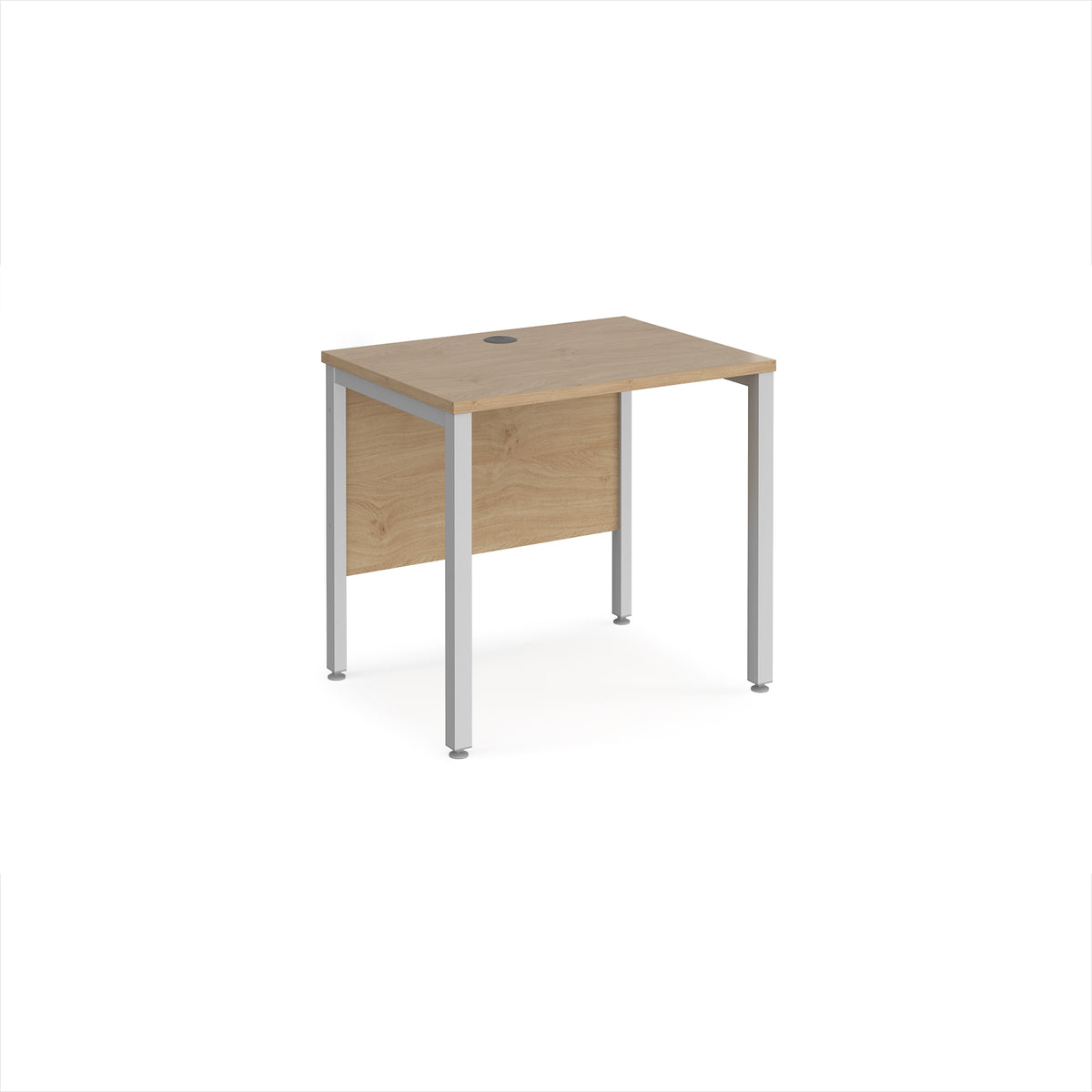 Maestro 25 straight desk 800mm x 600mm - silver bench leg frame, Kendal Oak Top - view 1