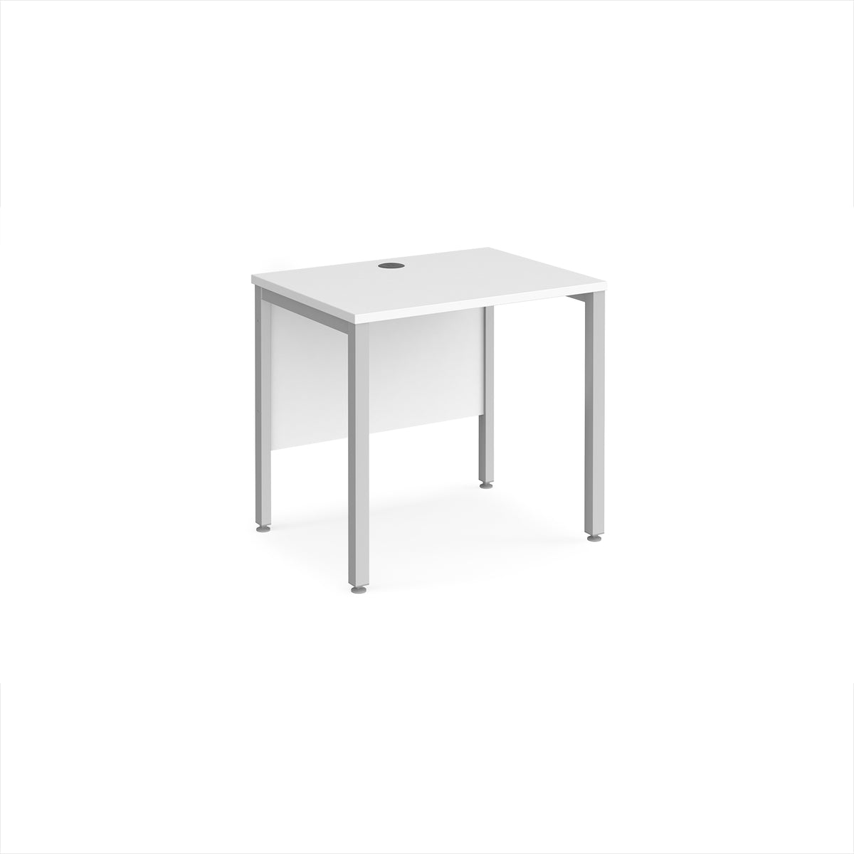 Maestro 25 straight desk 800mm x 600mm - silver bench leg frame, White Top - view 1
