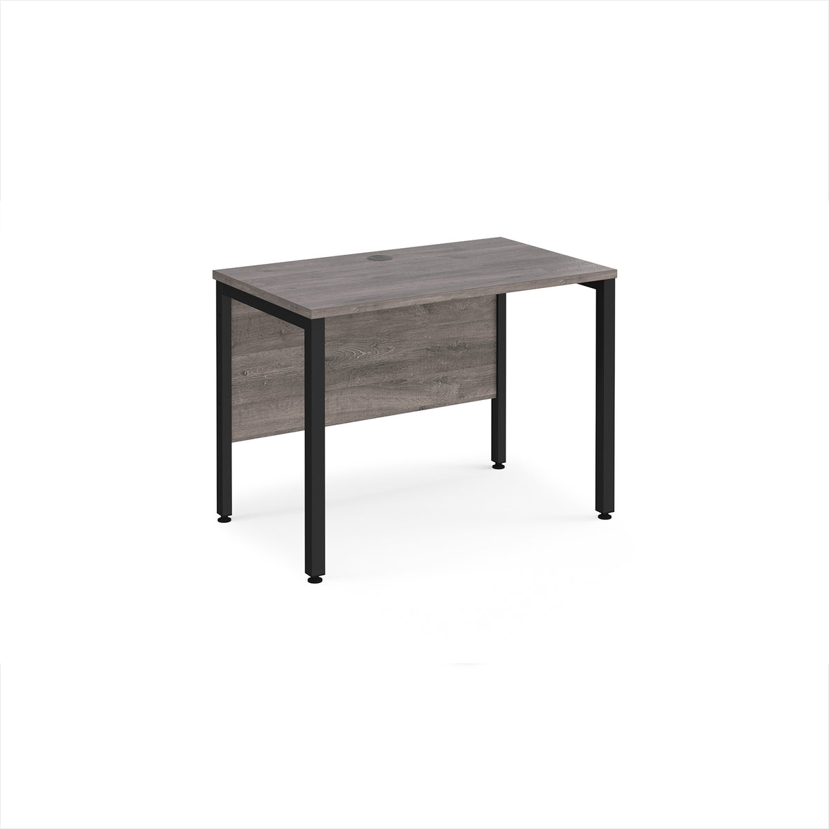 Maestro 25 straight desk 1000mm x 600mm - black bench leg frame, Grey Oak Top - view 1