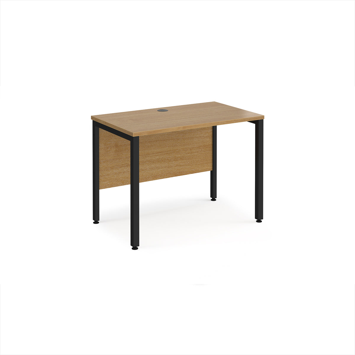 Maestro 25 straight desk 1000mm x 600mm - black bench leg frame, Oak Top - view 1