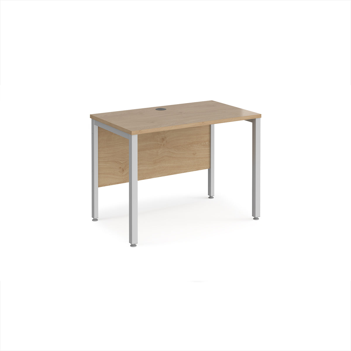 Maestro 25 straight desk 1000mm x 600mm - silver bench leg frame, Kendal Oak Top - view 1
