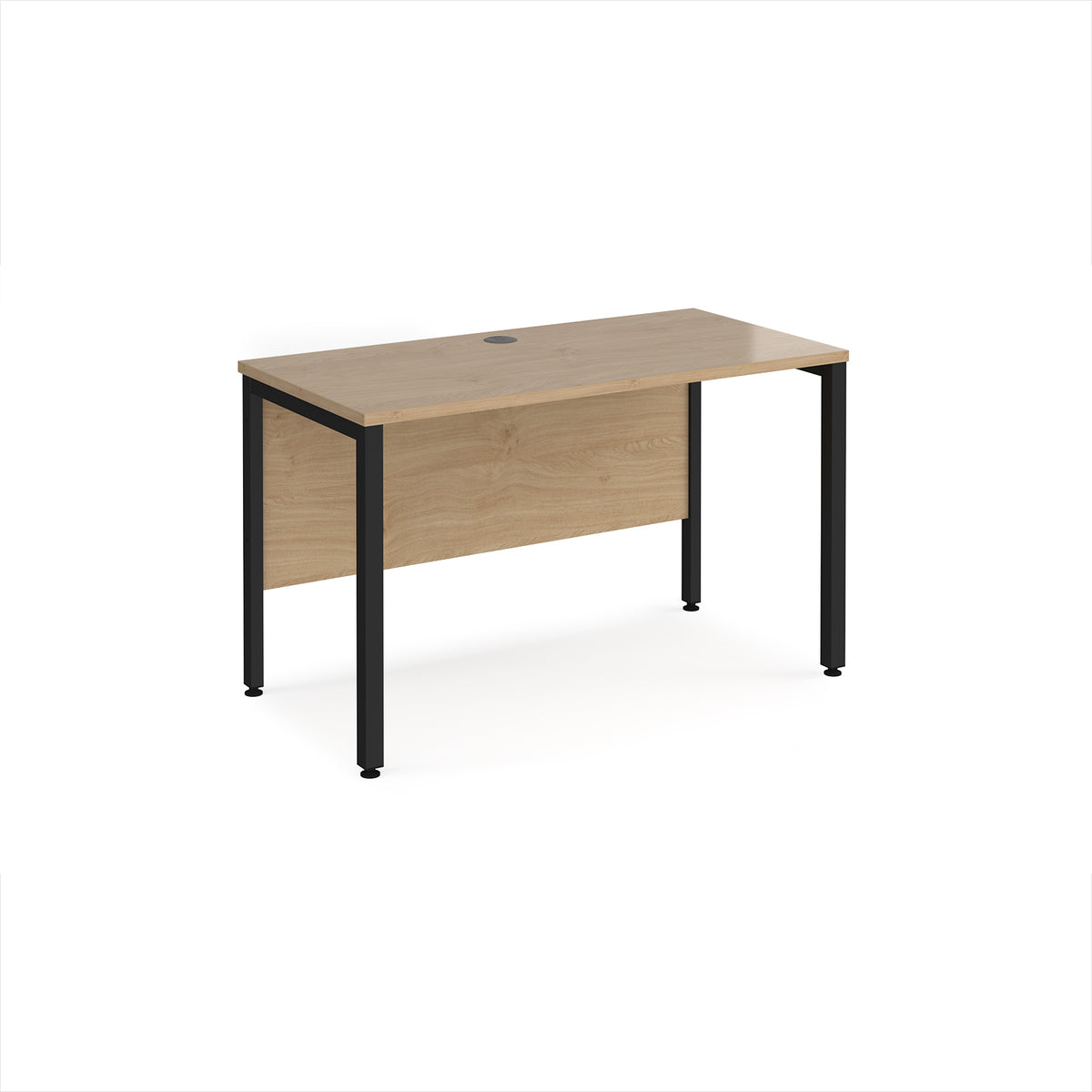 Maestro 25 straight desk 1200mm x 600mm - black bench leg frame, Kendal Oak Top - view 1