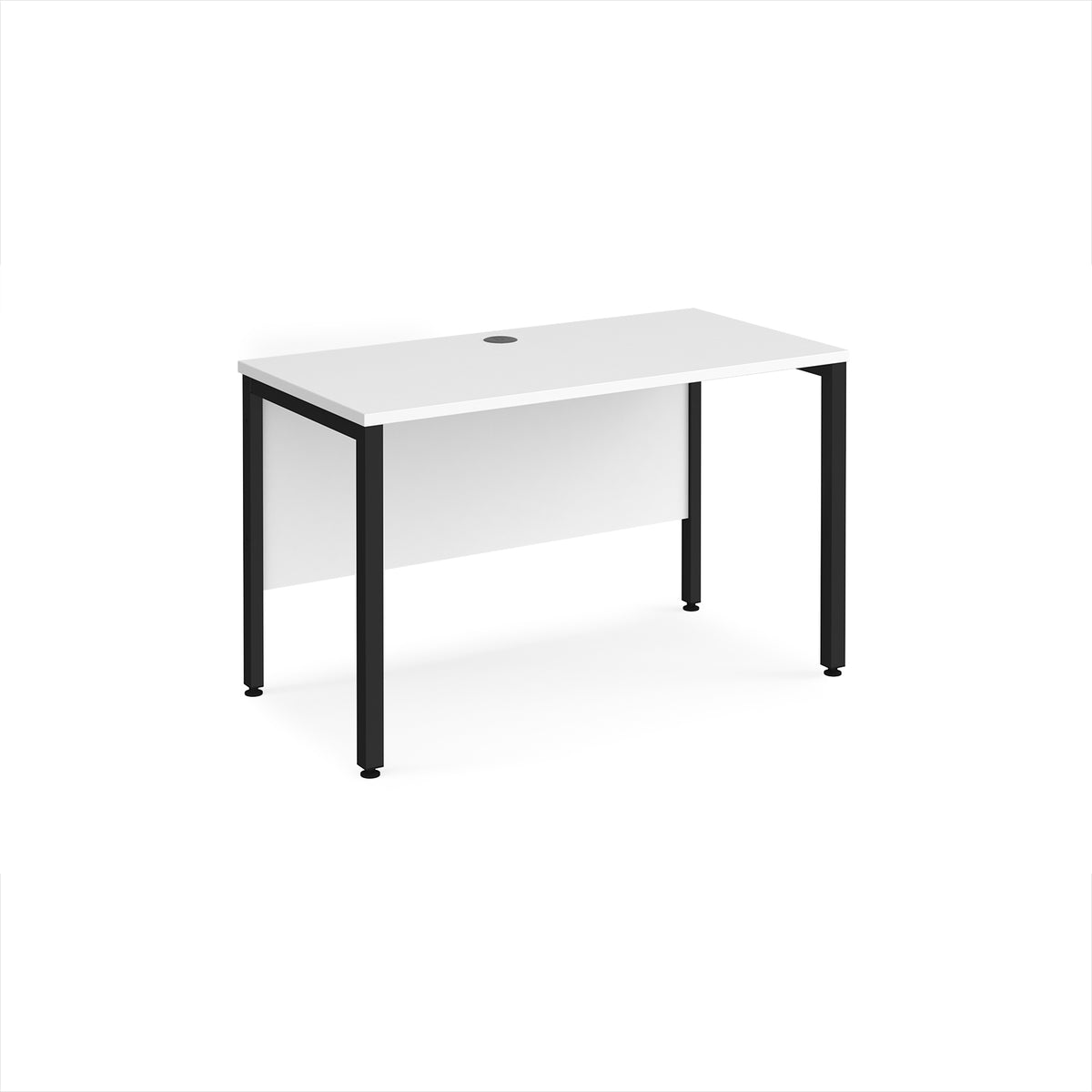 Maestro 25 straight desk 1200mm x 600mm - black bench leg frame, White Top - view 1