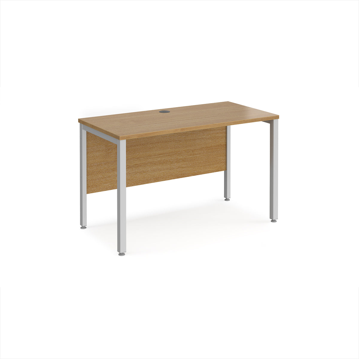Maestro 25 straight desk 1200mm x 600mm - silver bench leg frame, Oak Top - view 1