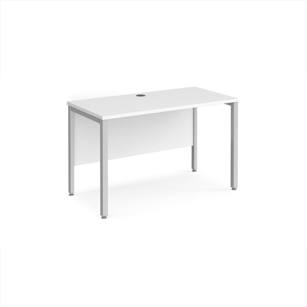 Maestro 25 straight desk 1200mm x 600mm - silver bench leg frame, White Top - view 1