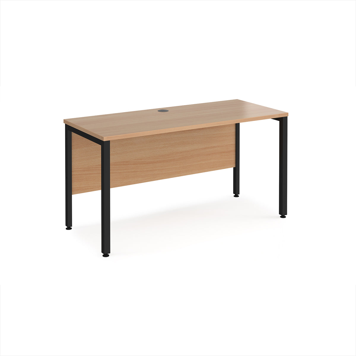 Maestro 25 straight desk 1400mm x 600mm - black bench leg frame, Beech top - view 1