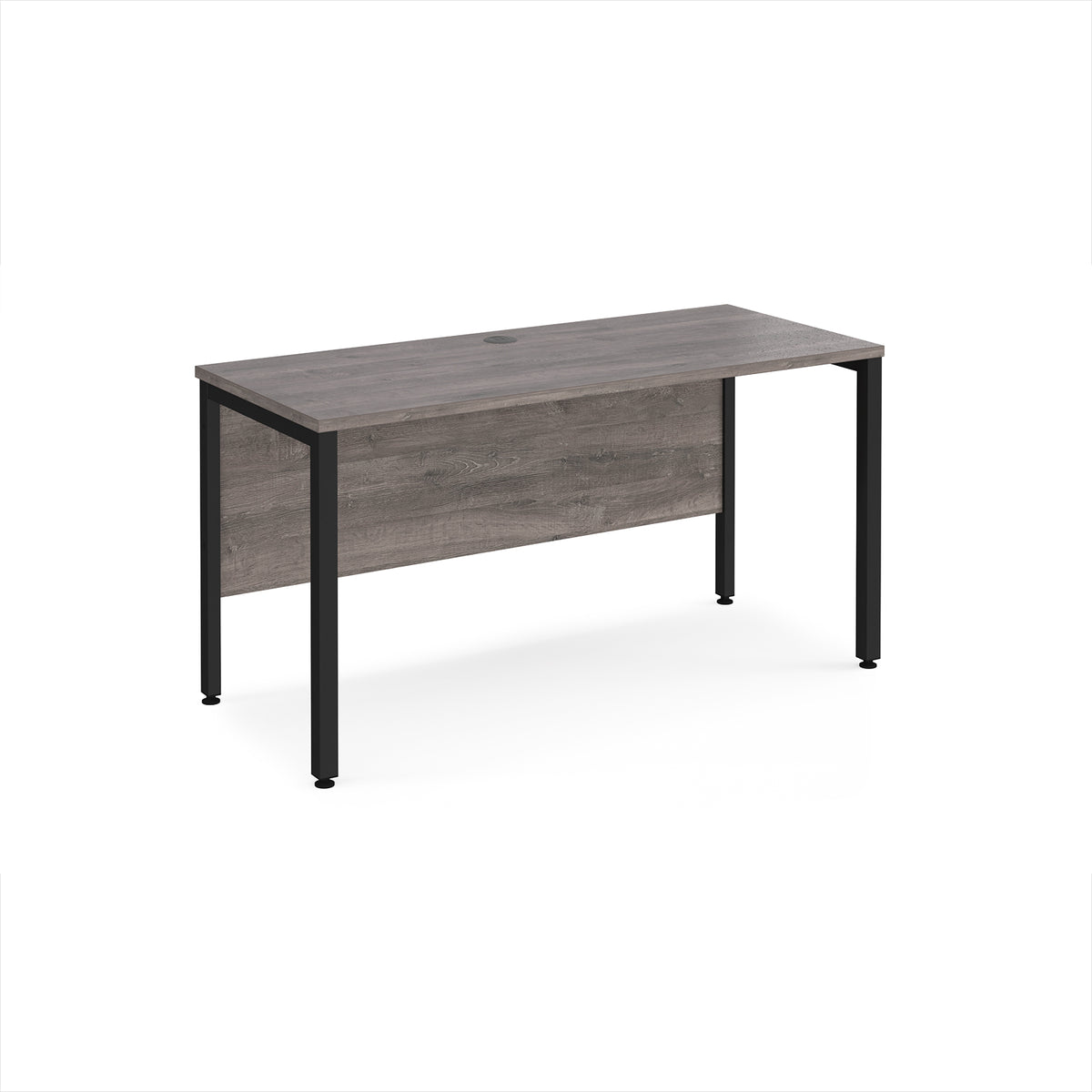 Maestro 25 straight desk 1400mm x 600mm - black bench leg frame, Grey Oak Top - view 1