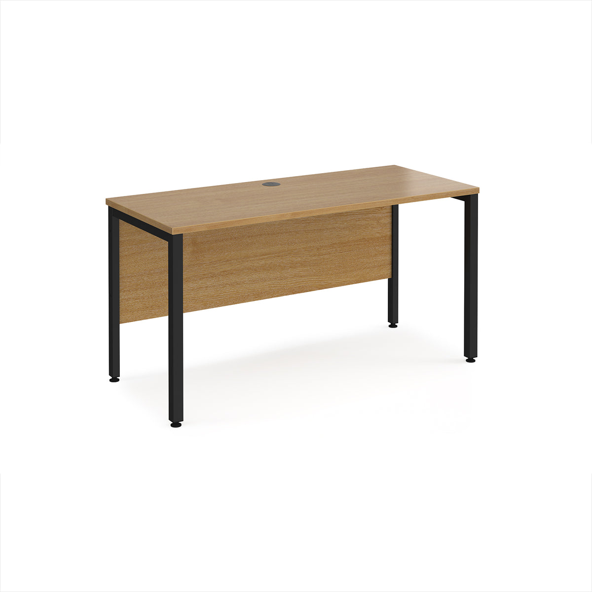 Maestro 25 straight desk 1400mm x 600mm - black bench leg frame, Oak Top - view 1