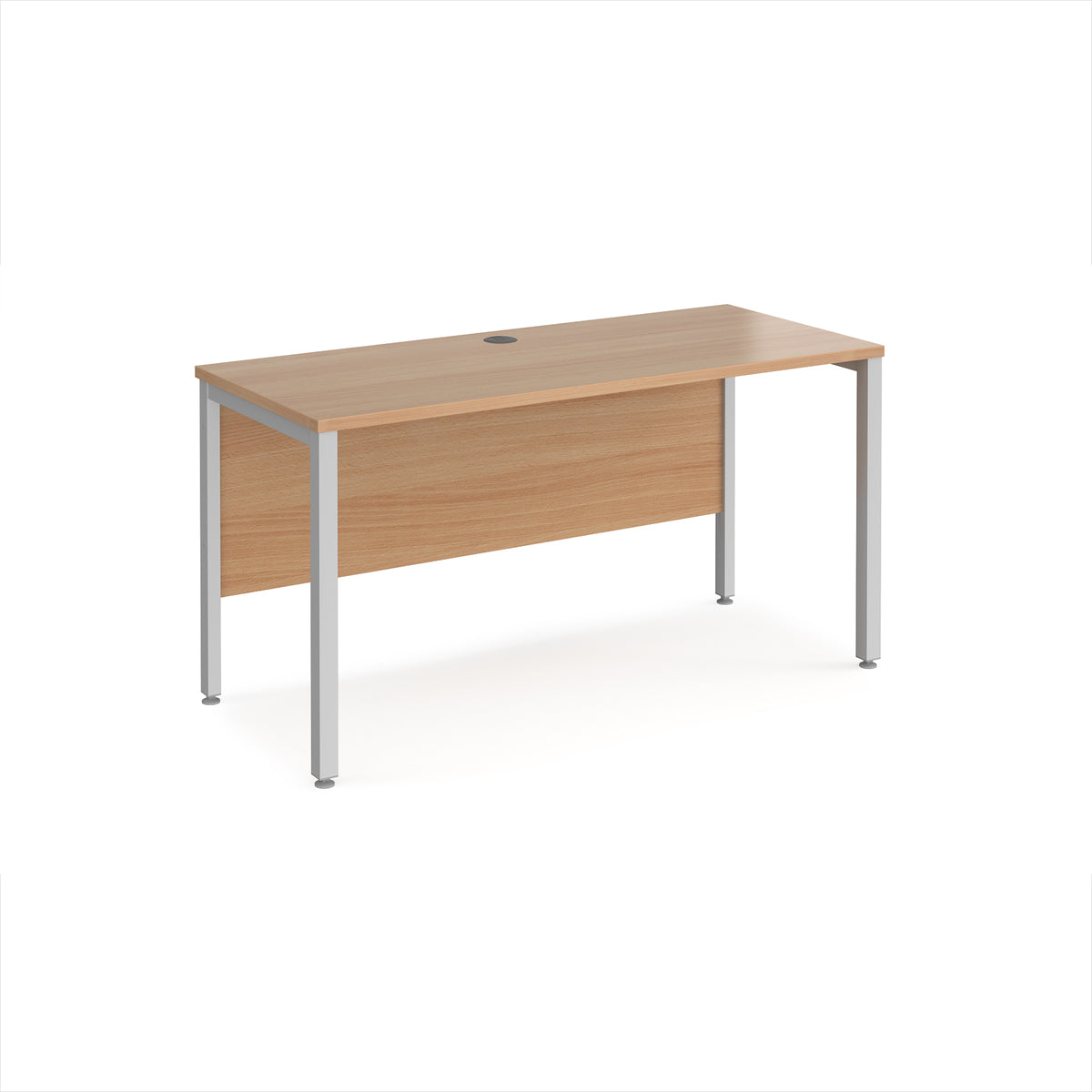 Maestro 25 straight desk 1400mm x 600mm - silver bench leg frame, Beech top - view 1