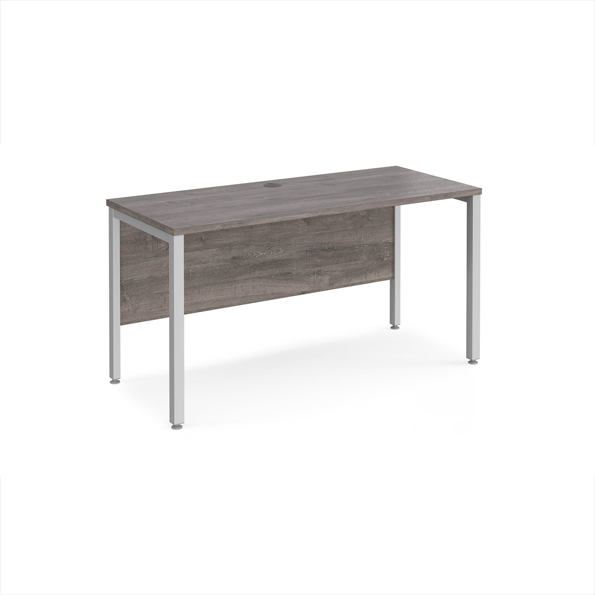 Maestro 25 straight desk 1400mm x 600mm - silver bench leg frame, Grey Oak Top - view 1
