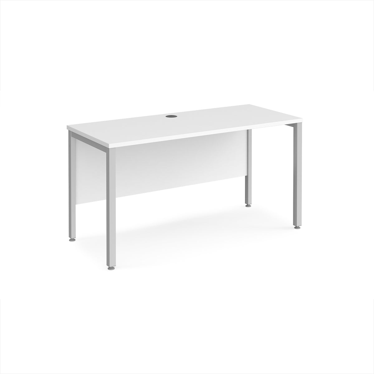 Maestro 25 straight desk 1400mm x 600mm - silver bench leg frame, White Top - view 1