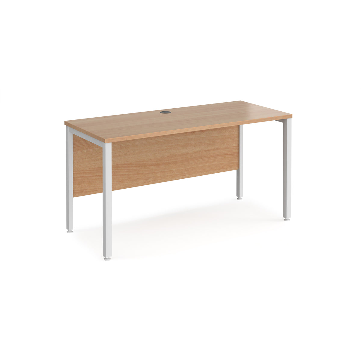 Maestro 25 straight desk 1400mm x 600mm - white bench leg frame, Beech top - view 1