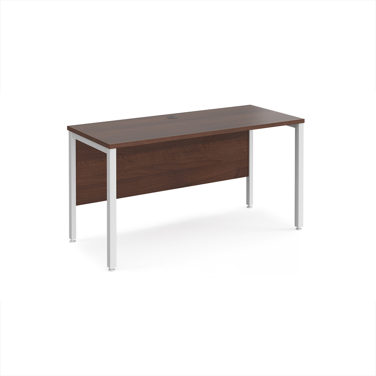 Maestro 25 straight desk 1400mm x 600mm - white bench leg frame, Walnut top - view 1