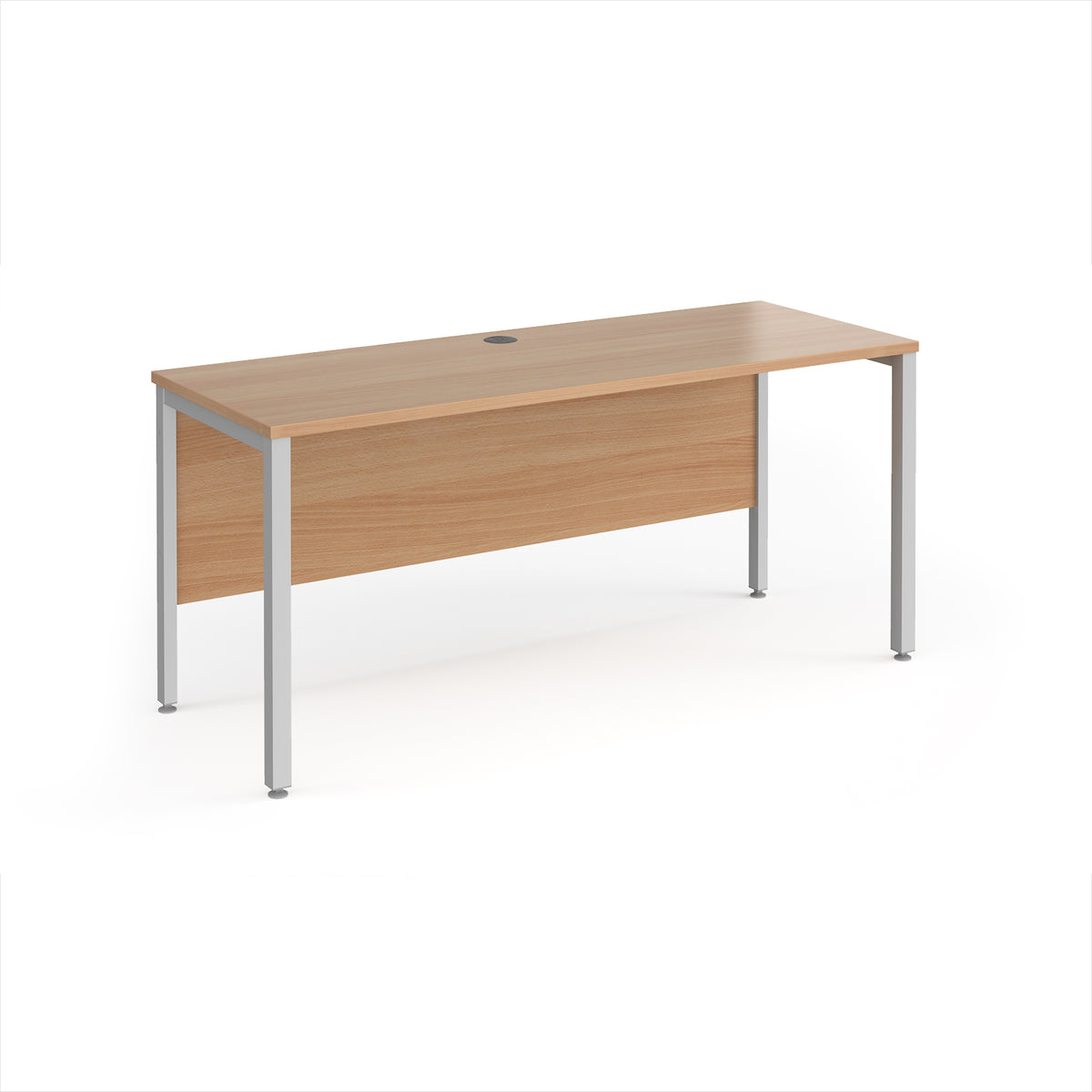 Maestro 25 straight desk 1600mm x 600mm - silver bench leg frame, Beech top - view 1
